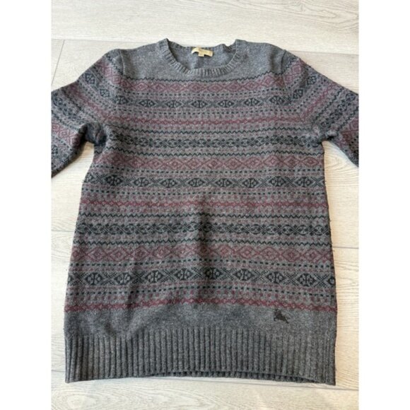 Burberry London Faire Isle Sweater‎ Extra Fine Merino Wool | Gray | Size Small - Picture 3 of 15